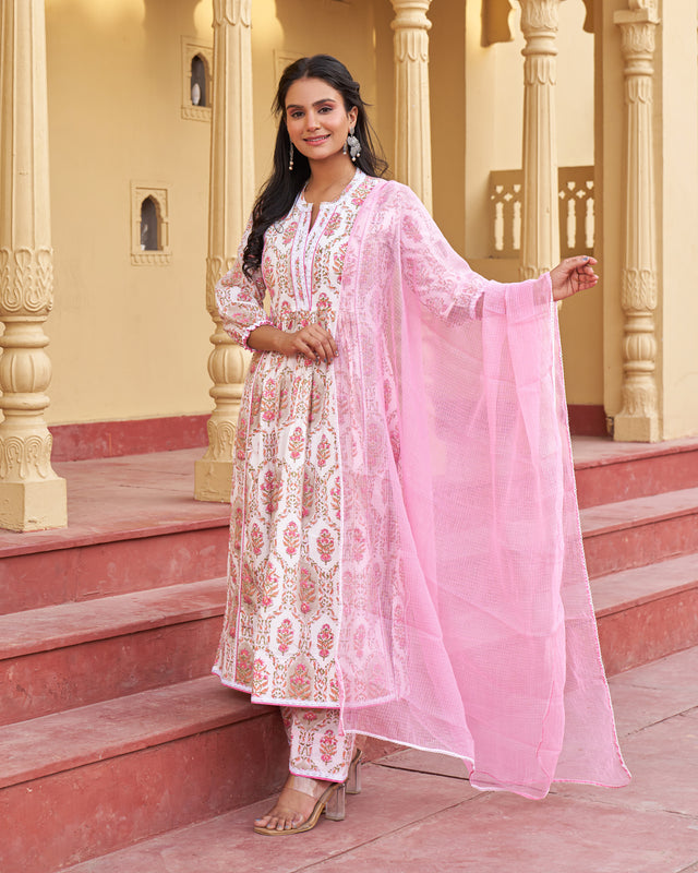 Subtle Radiance Handblock Suit Set