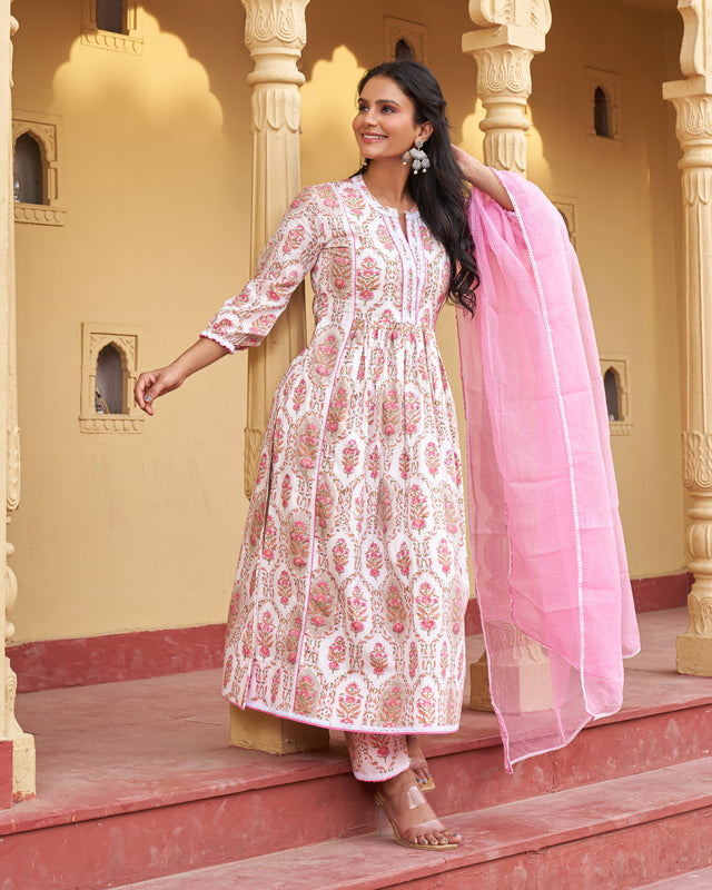 Subtle Radiance Handblock Suit Set