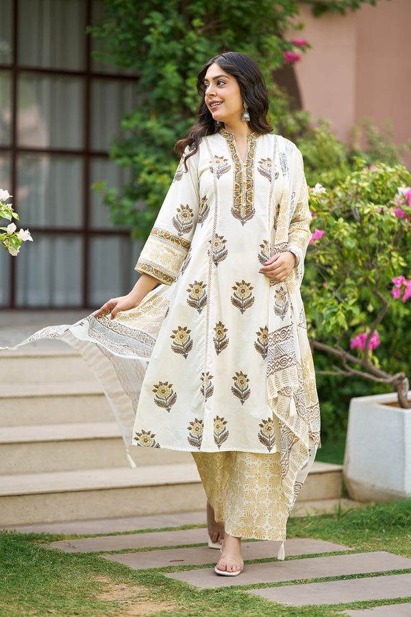 Kesar Chandan Handblock Suit Set
