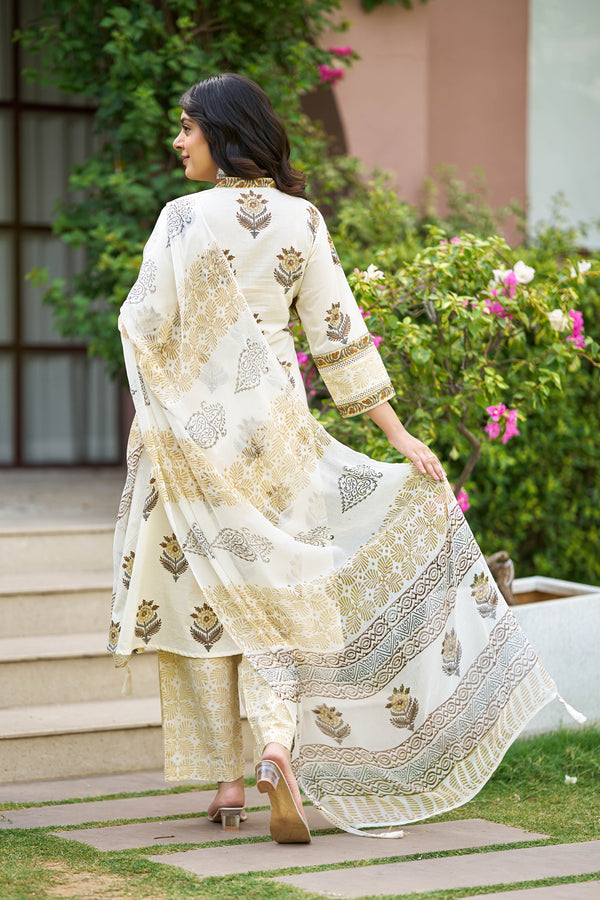 Kesar Chandan Handblock Suit Set