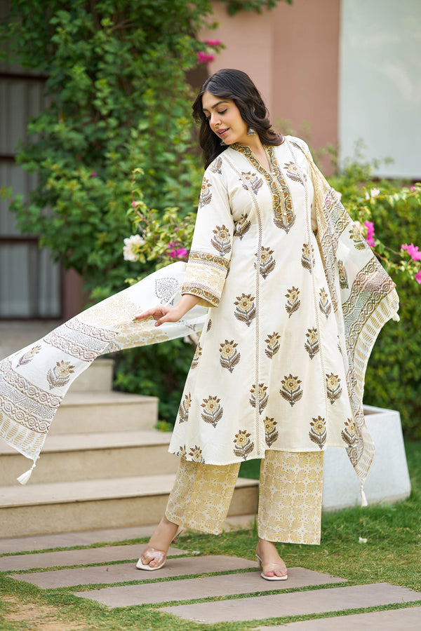 Kesar Chandan Handblock Suit Set