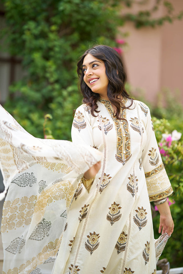 Kesar Chandan Handblock Suit Set