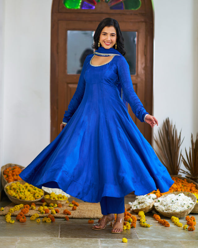 Sapphire Blue Anarkali Suit Set
