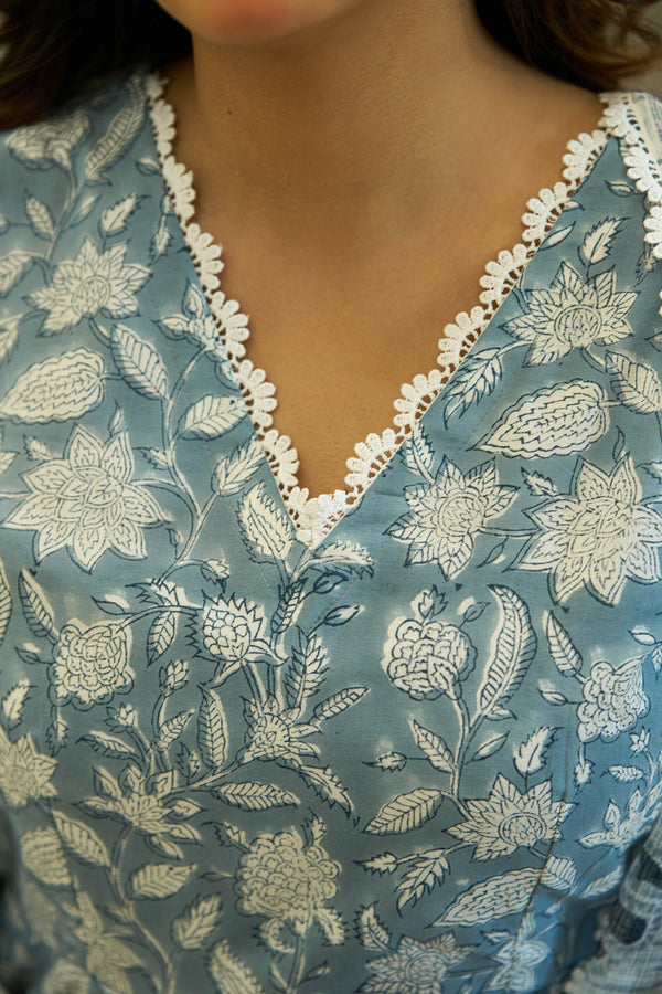 Elegance flower handblock suit set