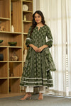 Harit bagru handblock Anarkali Suit set