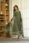 Harit bagru handblock Anarkali Suit set