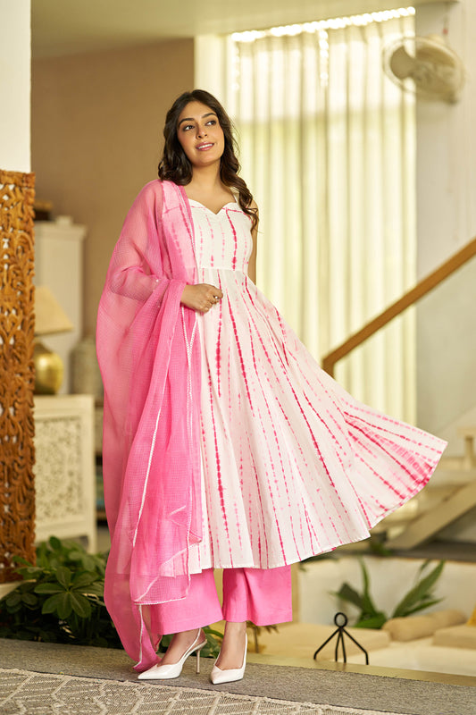 Pink Shibori Stripe suit set
