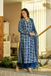 Indigo glow handblock Angrakha set
