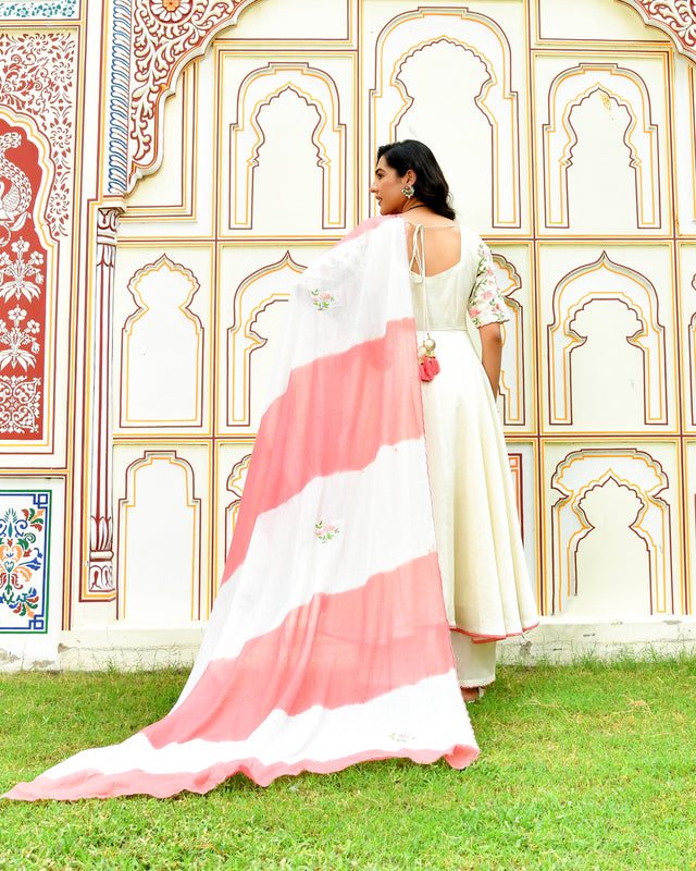 Raahi White Embroidered Chanderi Suit Set