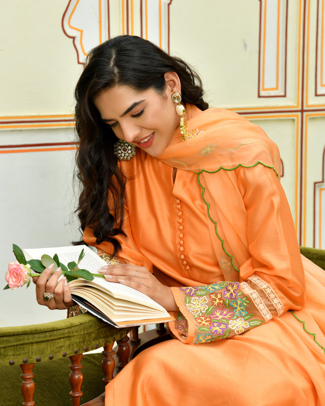 Amber Bloom Embroidered Kurta Set