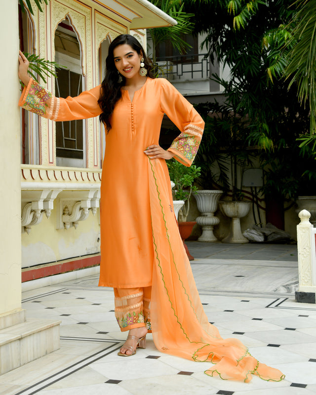 Amber Bloom Embroidered Kurta Set