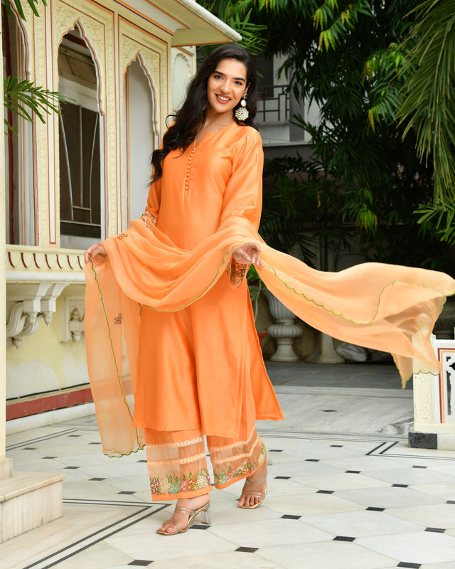 Amber Bloom Embroidered Kurta Set