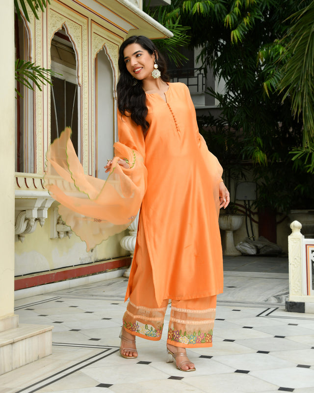 Amber Bloom Embroidered Kurta Set