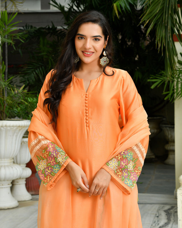 Amber Bloom Embroidered Kurta Set