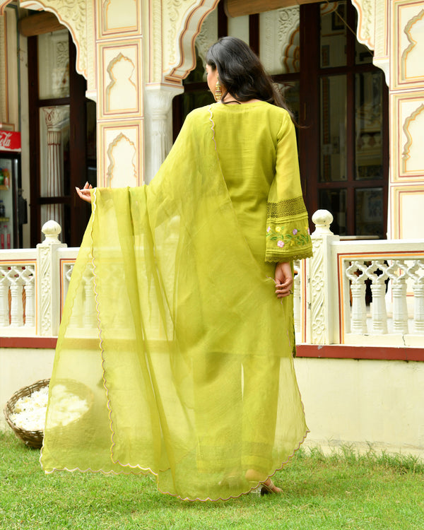 Myra Green Embroidered Doria Kurta Set
