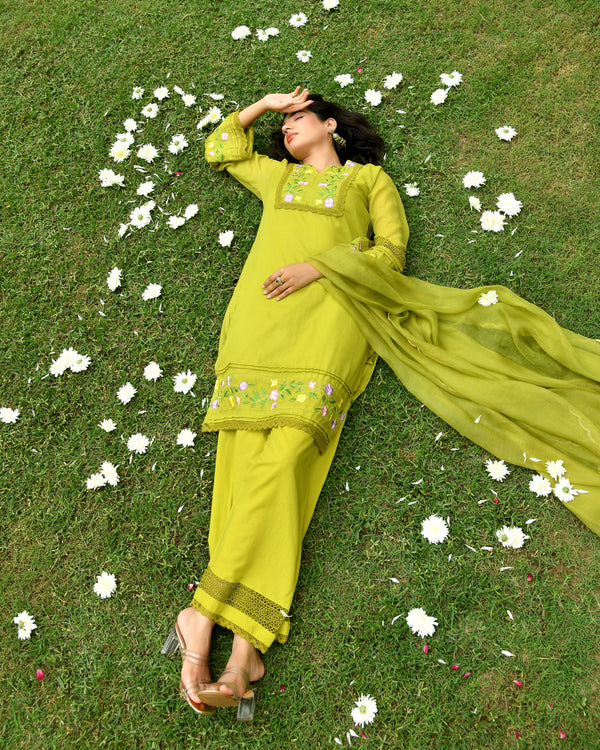 Myra Green Embroidered Doria Kurta Set