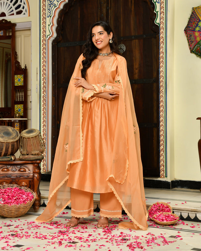 Noori Embroidered Chanderi Suit Set
