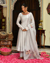 Seher Grey Embroidered Chanderi Suit Set