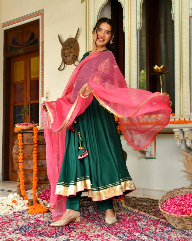 Teej Green Gotapatti Suit Set