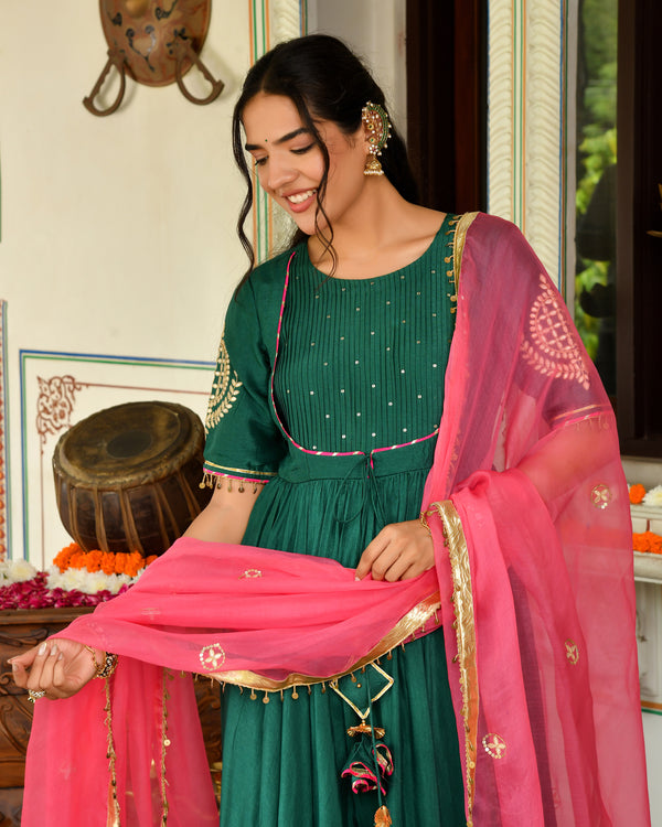 Teej Green Gotapatti Suit Set