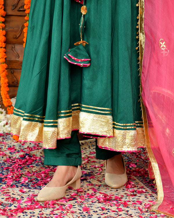 Teej Green Gotapatti Suit Set