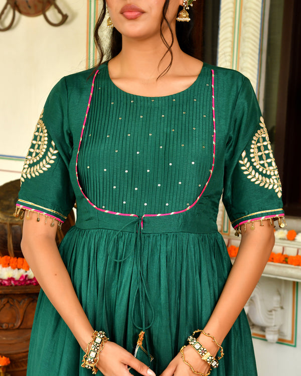 Teej Green Gotapatti Suit Set