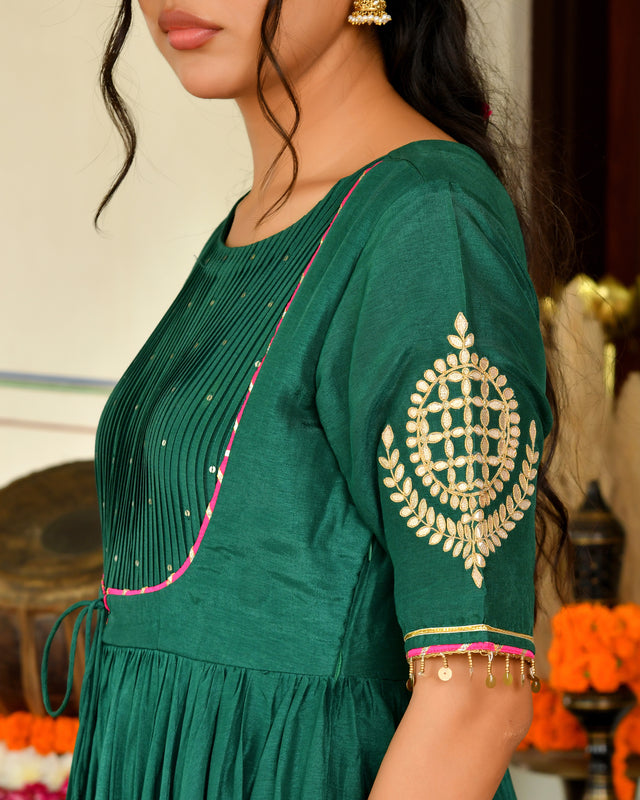 Teej Green Gotapatti Suit Set