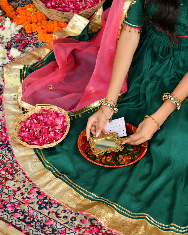 Teej Green Gotapatti Suit Set