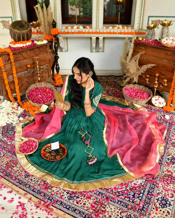 Teej Green Gotapatti Suit Set