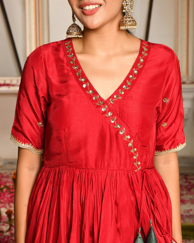 Kaina Silk Embroidered Sharara Set