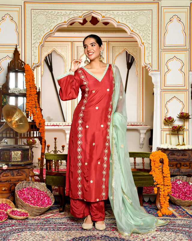 Barkat Maroon Kurta Set