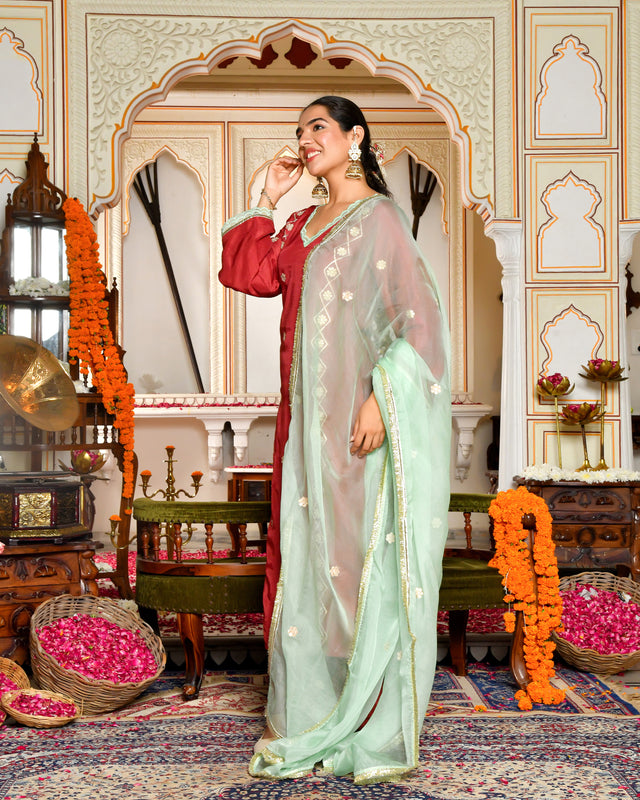 Barkat Maroon Kurta Set