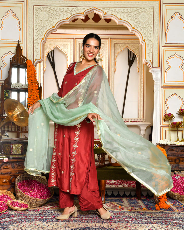 Barkat Maroon Kurta Set
