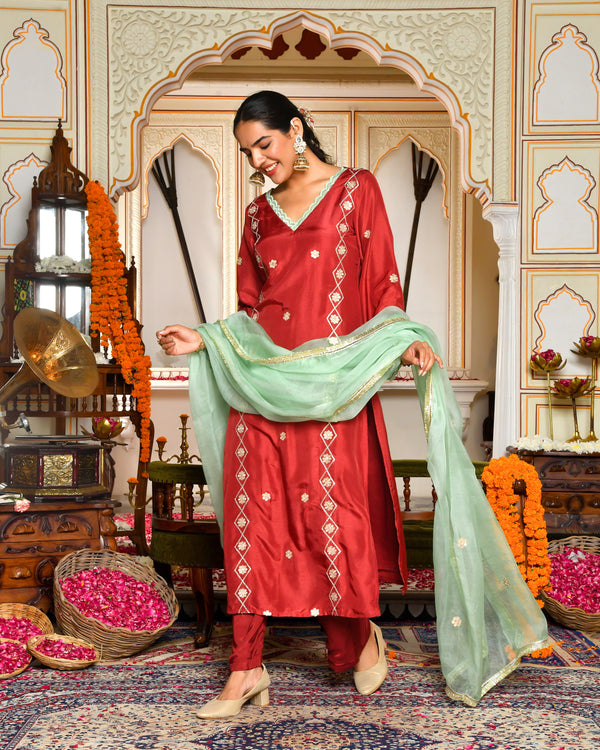 Barkat Maroon Kurta Set