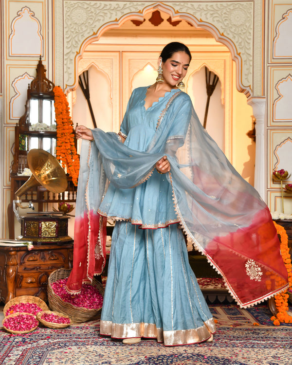 Luna Blue Sharara Set