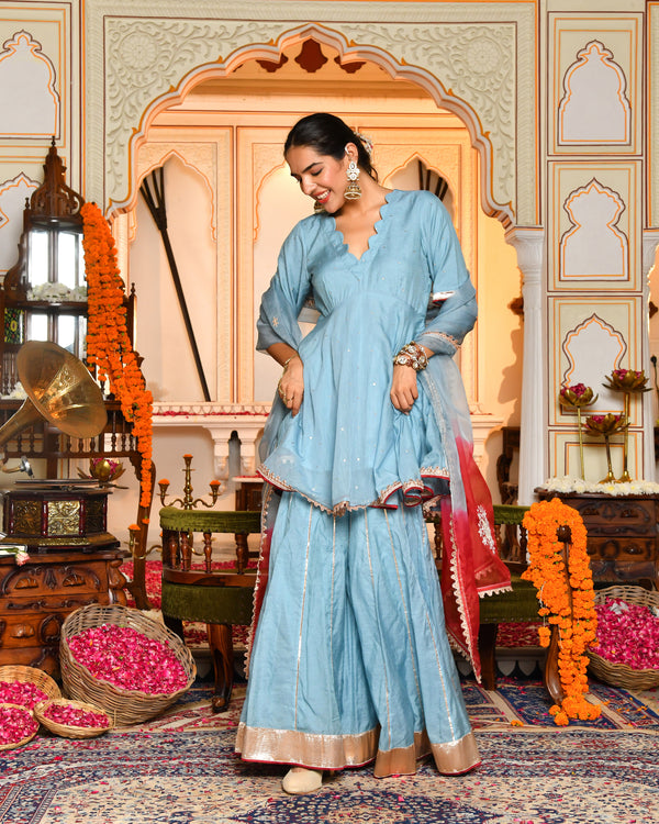 Luna Blue Sharara Set
