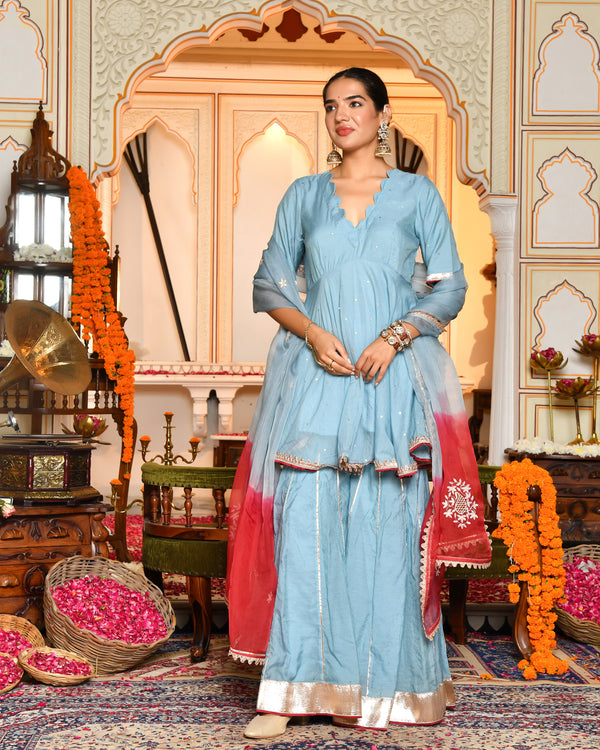 Luna Blue Sharara Set