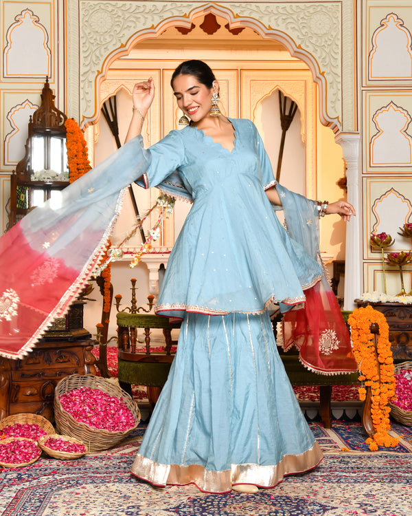 Luna Blue Sharara Set