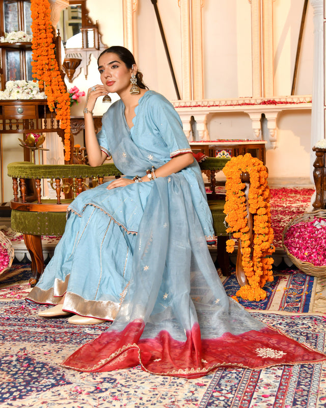 Luna Blue Sharara Set