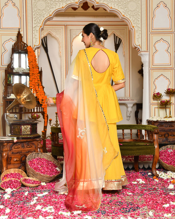 Swarn Peplum Gota Sharara Set