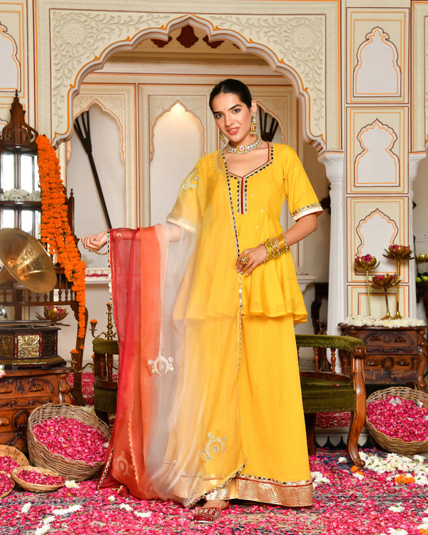 Swarn Peplum Gota Sharara Set