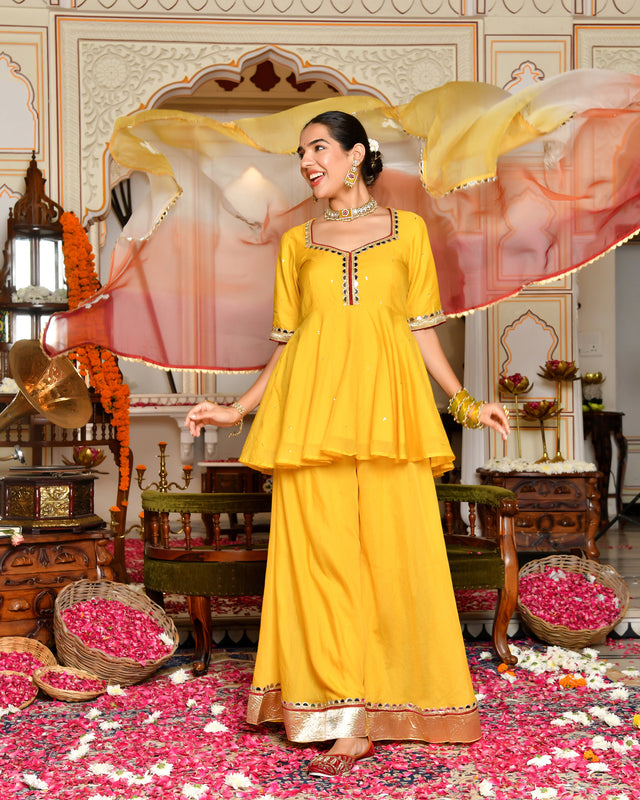 Swarn Peplum Gota Sharara Set