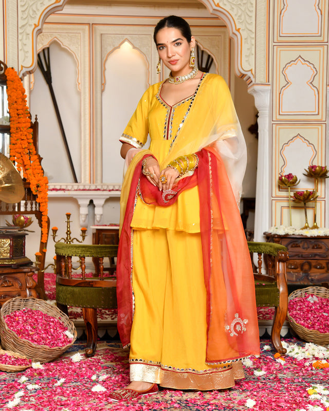 Swarn Peplum Gota Sharara Set