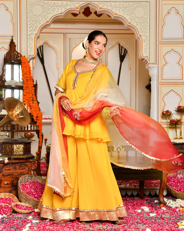 Swarn Peplum Gota Sharara Set
