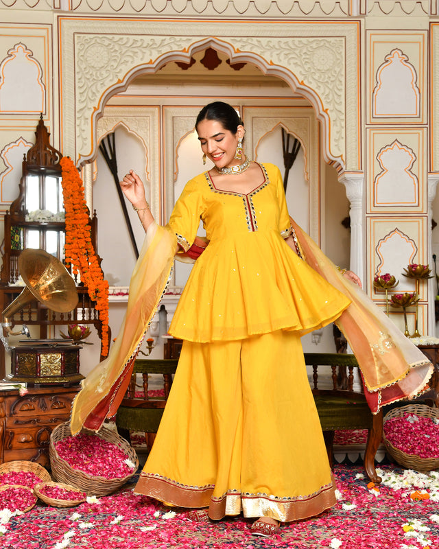 Swarn Peplum Gota Sharara Set