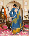 Niya Teal Blue Silk Suit Set