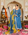 Niya Teal Blue Silk Suit Set