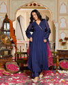 Aafreen Blue Embroidered Georgette Angrakha Set