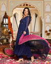 Aafreen Blue Embroidered Georgette Angrakha Set