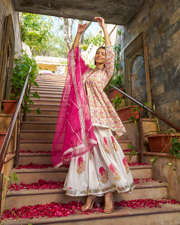 Ziya Handblock Cotton Gotapatti Suit Set